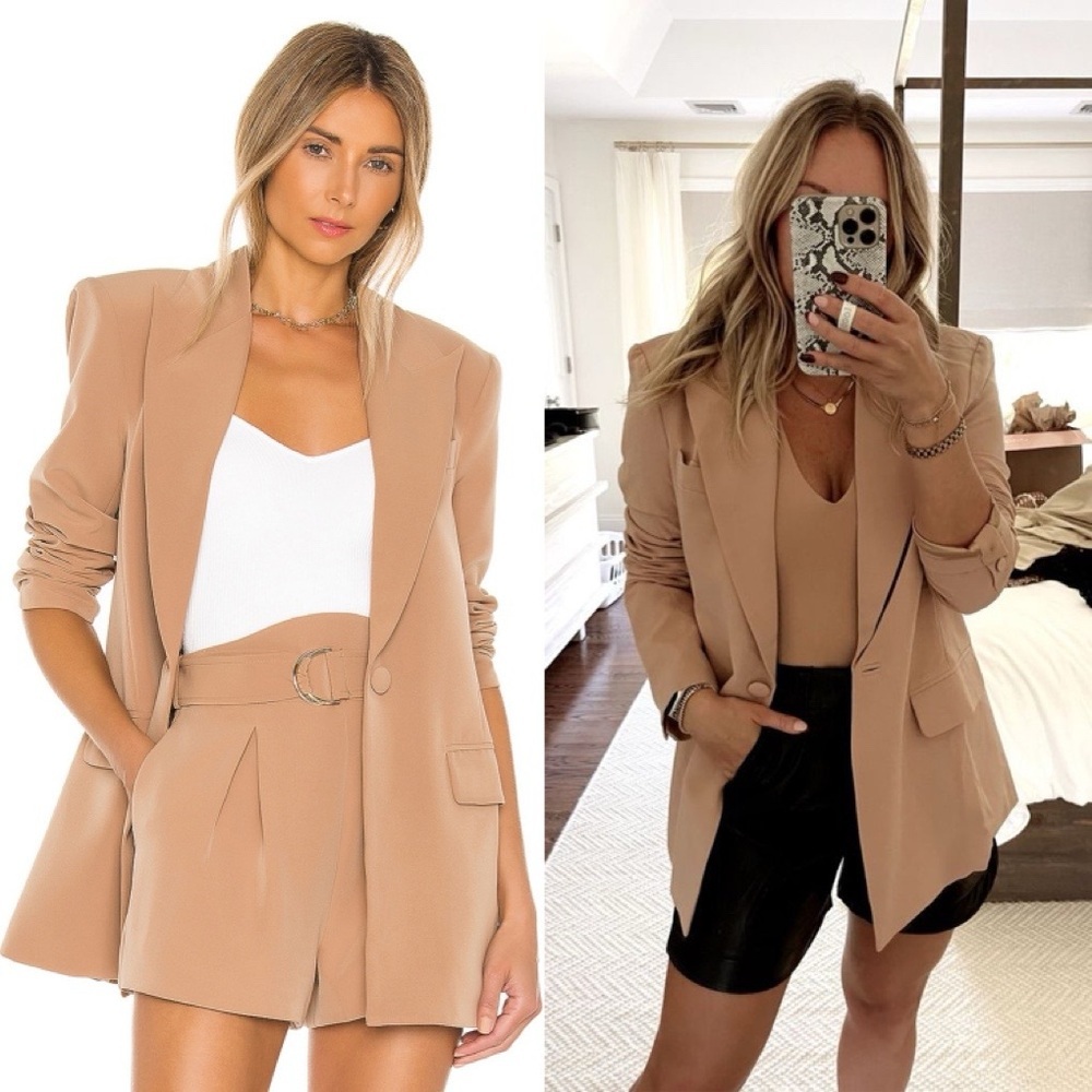 Camila Coelho Morena Blazer in Nude Toffee Neutral Preppy Oversized Minimalist